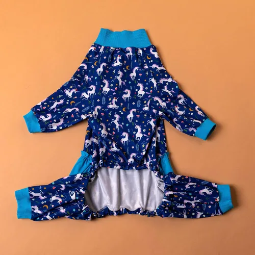 Miniatura 8 de LovinPet Pijamas grandes para perros - Camisa de unicornio para perro, mono de recuperación posoperatoria, impresión de sirenas y unicornios Rosa