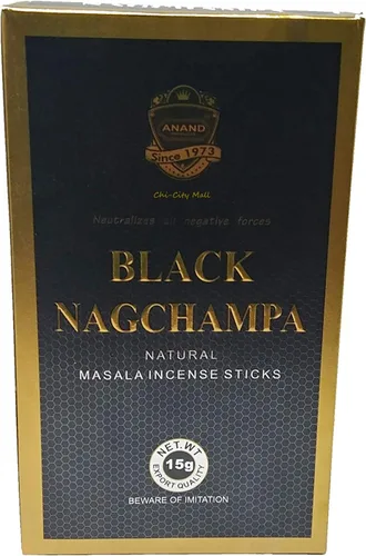 Black Nag Champa Natural Masala Incienso Sticks Paquete al por mayor | 12 cajas x 0.53 oz = 6.35 oz | Nagchampa Negro | Hecho exclusivamente en