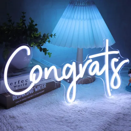 Miniatura 3 de SYLHOME Congrats - Letrero de luz LED de neón para boda, fiesta de cumpleaños, graduación, fondo, decoración de pared, celebración, banquete