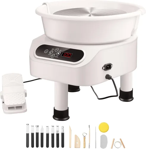 VEVOR Rueda de cerámica de 11 pulgadas para adultos, máquina formadora de 450 W con motor de accionamiento directo y pantalla táctil LCD, pedal de