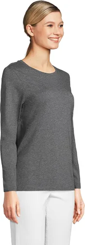 Miniatura 4 de Lands' End Camiseta de manga larga, cuello redondo y holgada, de algodón Supima, para mujer