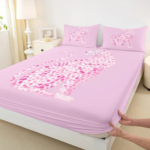 Miniatura 43 de Juego de sábanas con estampado de manchas de piel de cheetah abstracto, sábana bajera tamaño individual para niños, niñas y mujeres, decoración