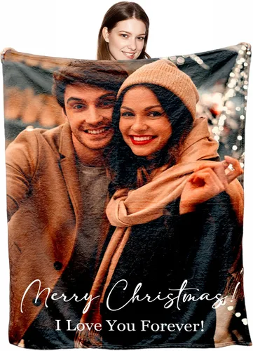 Miniatura 24 de Manta de Fotos Personalizada para Amigos BFF Navidad, Manta de Cama Personalizada con Collage de 9 Fotos para Mamá Papá Fotos Familiares Multi 02