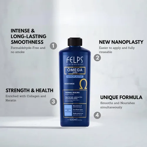 Miniatura 4 de Felps Professional Omega - Sellado Térmico y Nanoplastia Única Cero - Tratamiento para Alisar y Suavizar el Cabello - Blowout de Queratina Brasileña