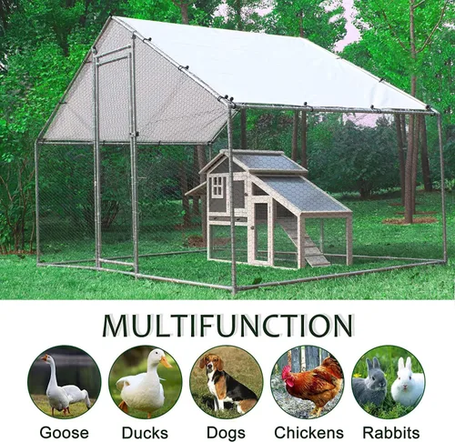 Miniatura 4 de Gallinero de metal para exteriores, extra grande, para gallineros, corren en jaula de aves de corral para patio con cubierta para pollos, conejos