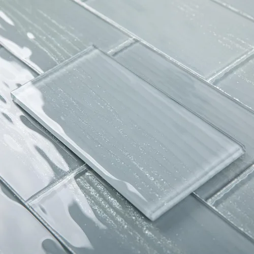 Azulejos de Vidrio Tipo Metro, 3 x 6 Pulgadas, Azulejos de Vidrio Gris para Salpicadero, Pared de Ducha de Baño, Paquete de 32 Piezas
