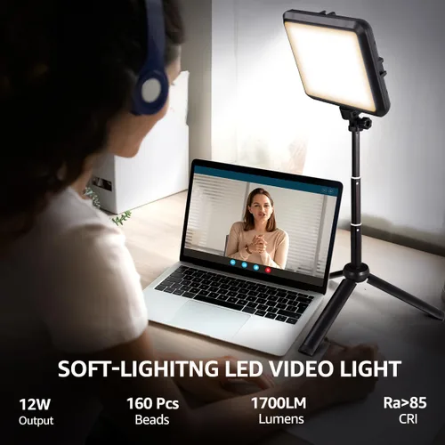 Miniatura 2 de NiceVeedi Kit de iluminación LED para fotografía, paquete de 2 luces de video portátiles de 8 pulgadas con soporte de trípode ajustable, luz