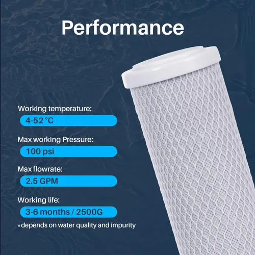 Miniatura 5 de CFS Cartuchos de filtro de agua de carbono universales de 10 x 2.5 pulgadas compatibles con modelos HDG2VS4 y HDG2BS4 - Filtro de repuesto de 5
