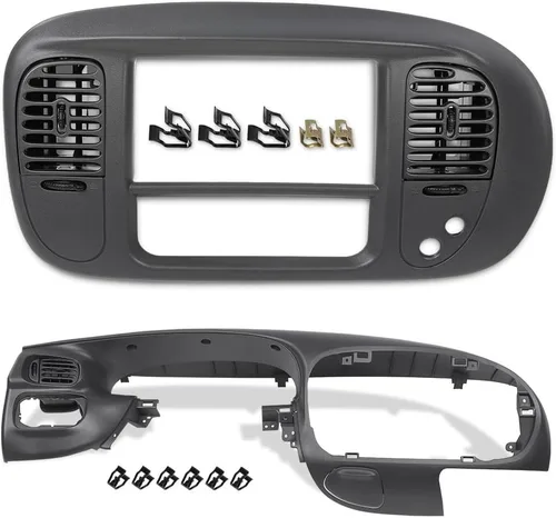 Miniatura 10 de CHEDA Cubierta de bisel de almohadilla del tablero gris grafito frontal central compatible con Ford F150/Ford Expedition 1997 1998 1999 2000 20001