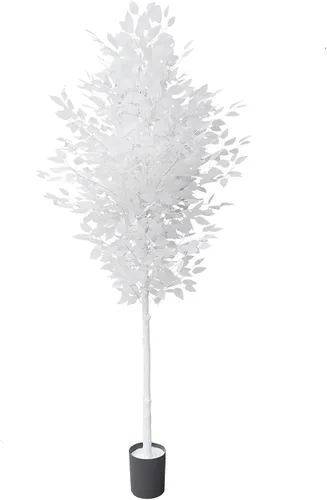 Árboles de ficus artificiales de 6 pies, planta falsa blanca grande para decoración de bodas en interiores del hogar