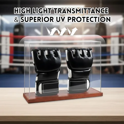 Miniatura 4 de MMA - Vitrina de guantes - Sin montaje - Escaparate de acrílico transparente con base de madera, caja de recuerdos y coleccionables con protección