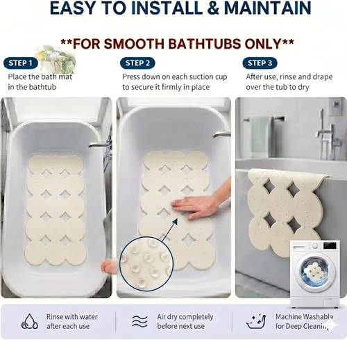 Miniatura 7 de Webos Tapete Antideslizante Patentado para Bañera Tapetes de Ducha y Baño con Ventosas Fuertes Goma Natural Suave Resistente Agarre Superior