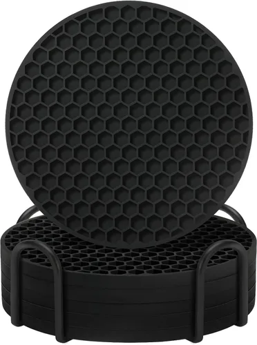 Juego de posavasos de 6 piezas con soporte, posavasos para bebidas, posavasos para decoración de mesa de café, adecuado para varios tipos de tazas,
