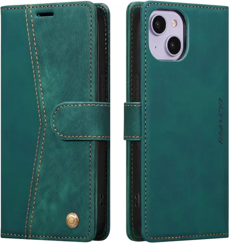 Miniatura 15 de QLTYPRI Funda para iPhone 13, funda de piel sintética con cierre magnético, soporte para tarjetas, función atril, a prueba de golpes, funda Azul