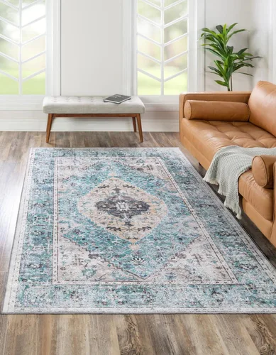 Miniatura 23 de Unique Loom Yara Collection - Alfombra de área Yash (2' x 3' Rectángulo, Lino Carbón/Beige)