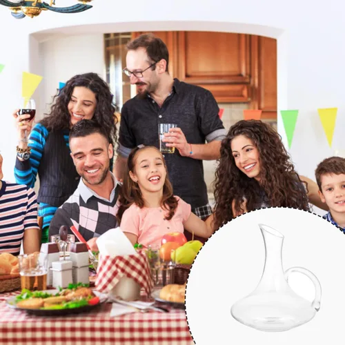 Miniatura 2 de Decantador de vino de vidrio con asa, decantador de vino tinto transparente para amante, jarra