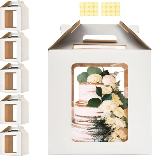 Miniatura 11 de Cajas de pastel de 12 x 12 x 14 pulgadas de alto con ventanas, portador de pasteles de 10 pulgadas y 12 pulgadas de alto, caja grande para tartas
