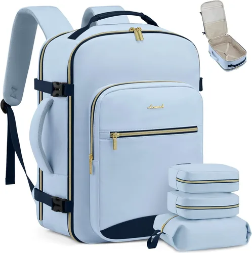 Miniatura 27 de LOVEVOOK Mochila de viaje de 40L aprobada para vuelo, 3 cubos de embalaje, bolsa de viaje impermeable para artículos personales, equipaje de mano