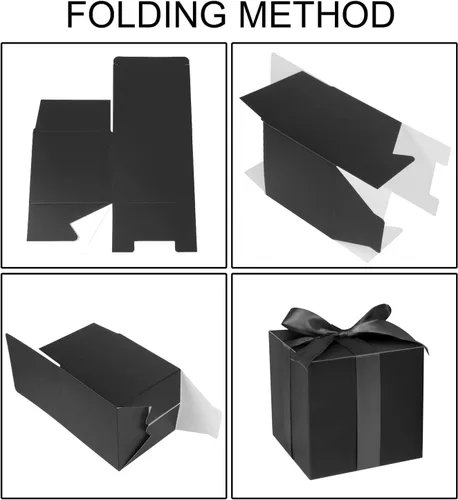 Miniatura 6 de COTOPHER Paquete de 25 cajas de regalo pequeñas de 5 x 5 x 5 pulgadas, cajas de regalo negras con tapas para regalos, manualidades, recuerdos