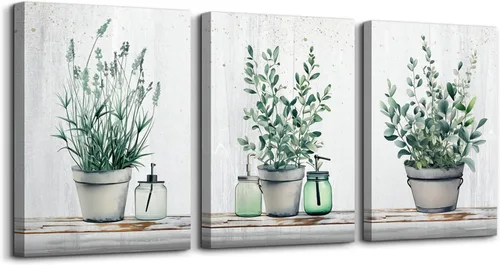 Miniatura 10 de Lienzo decorativo de 3 piezas para decoración de pared de sala de estar, dormitorio, oficina, decoración de pared, árboles de bosque brumoso, El