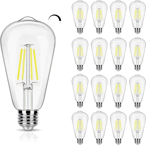 Paquete de 16 Bombillas LED Edison Equivalente a 40W, Bombilla de Filamento LED Regulable de 4W, Bombilla de Luz ST19 5000K Luz de Día, 450LM E26