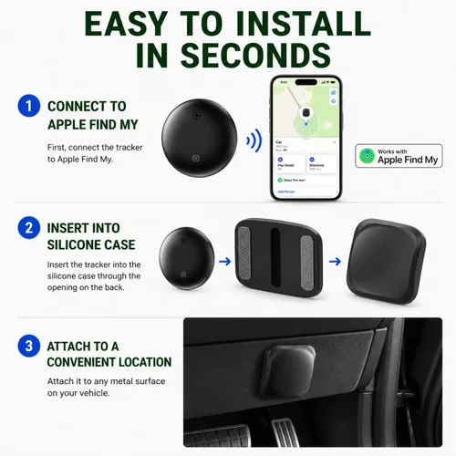 Miniatura 3 de Rastreador GPS para vehículos, solo iOS magnético impermeable rastreador de coche, sin tarifa mensual, mini rastreador GPS portátil
