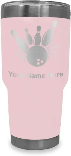 Miniatura 18 de LaserGram Vaso aislado al vacío de 20 onzas, bola de boliche y alfileres, grabado personalizado incluido (negro)
