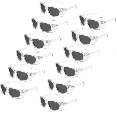 Miniatura 17 de ProtectX Anteojos de seguridad clásicos, lentes antivaho resistentes a los arañazos, gafas protectoras para el trabajo, interior/exterior, ANSI Z87.1