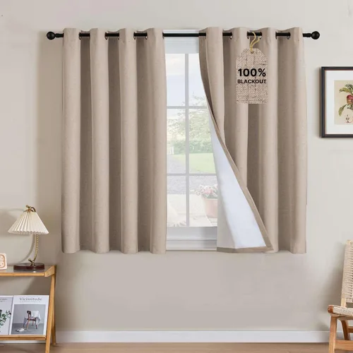 Miniatura 22 de H.VERSAILTEX Cortinas opacas de lino de 72 pulgadas de largo, 100% absolutamente opacas, con aislamiento térmico, con textura de lino, cortinas