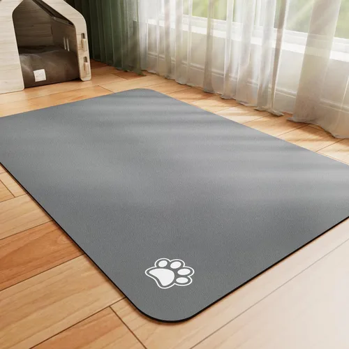 HotLive Tapete absorbente para tazón de comida y agua de mascota, fácil de limpiar, tapete dispensador de agua para perros y gatos que ensucian, Paw