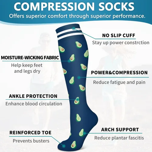 Miniatura 5 de Bluemaple Paquete de 6 calcetines de compresión de cobre para mujeres y hombres, el mejor apoyo para médicos, correr, enfermería, atletismo