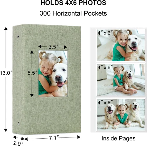 Miniatura 62 de Vienrose - Álbum de fotos de lino con 300 bolsillos de 4 x 6 pulgadas, cubierta de tela, para bodas, familias, aniversarios y bebés Morado
