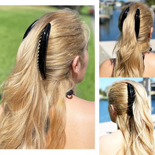 Miniatura 2 de Camila Paris MP978/2 - Peines laterales franceses para el cabello, peines curvados negros entrelazados, pinzas de pelo de sujeción fuerte