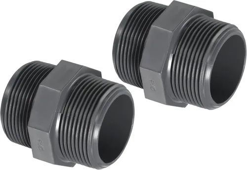 Miniatura 7 de PATIKIL G1 POM - Tetina de rosca macho a macho, paquete de 2 conexiones hexagonales de fontanería, color gris