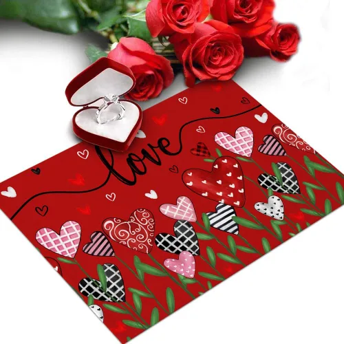 Miniatura 33 de Juego de 4 manteles individuales con diseño floral de conejo de Pascua, manteles individuales lavables para cocina, mesa de comedor, manteles