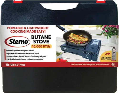 Miniatura 2 de Sterno Portable Butane Stove - 9K/10K BTU Single Burner Stove, Outdoor & Indoor Use Butane Gas Burner with Carrying Case - Camping Cooktop for