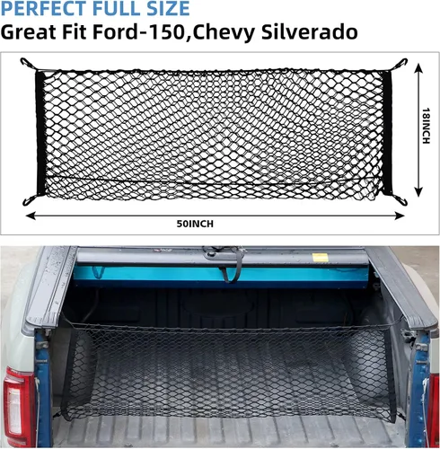 Miniatura 3 de Red de Carga para Caja de Camioneta - Red Premium para Caja de Camioneta para Organizadores y Almacenamiento - Red de Carga de Malla para Caja