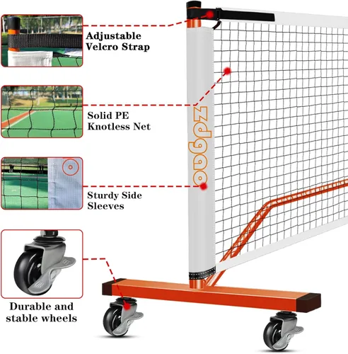 Miniatura 3 de Portable Pickleball Net Set, 22FT Regularion Size Pickle Ball Net with Paddles Set, Outdoor Pickleballs and Carry Bag, Easy Setup for Indoor, Naranja
