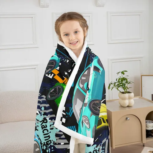 Miniatura 3 de Manfei Manta de coche de carreras para niños, manta de cama para niños y adolescentes, decoración de habitación de niños y adolescentes, manta