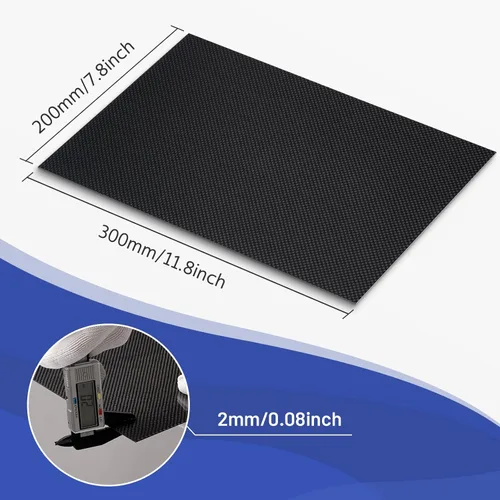 Miniatura 2 de Láminas de fibra de carbono 200X300X2MM - 100% placa de fibra de carbono entretejida plana brillante de 3K para reparación de paneles