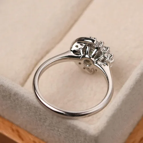 Miniatura 4 de LUO - Anillo de compromiso de plata de ley S925 con forma redonda de 0.276in con piedras preciosas para mujer