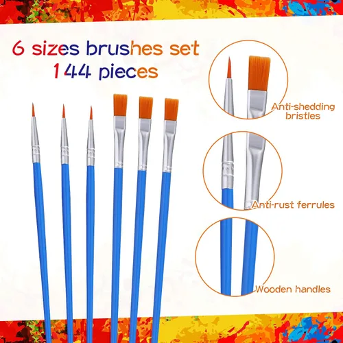 Miniatura 4 de Juego de 24 kits de pintura artística, suministros de pintura para artistas, incluye 144 pinceles para manualidades, 48 lienzos blancos, 24