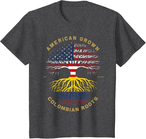 Miniatura 25 de Camiseta de regalo con la bandera de Estados Unidos con árbol de raíces colombianas