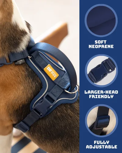 Miniatura 3 de DF Freedom - Arnés Martingale para perro, control suave para no asfixia, arnés de clip frontal con mango reflectante, ajustable y acolchado