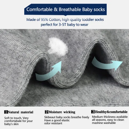 Miniatura 4 de Calcetines antideslizantes para niños, calcetines de corte medio para niños pequeños y niñas (0-7 años), 12 pares de calcetines antideslizantes