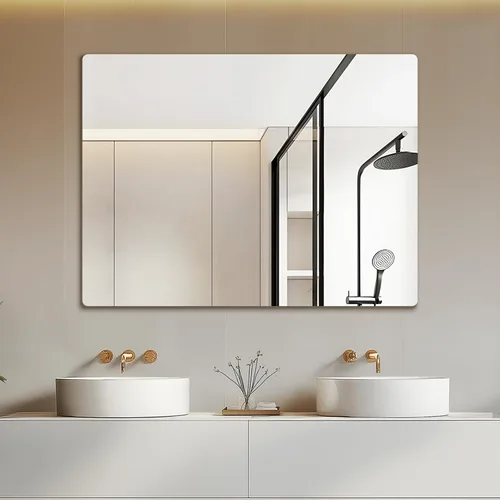 Miniatura 13 de Mirrorons Espejo de pared sin marco de 18 x 24 pulgadas, modernos espejos rectangulares de baño para pared con borde pulido, horizontal