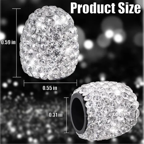 Miniatura 2 de 8 PCS Tapas de Válvula de Vástago de Neumático con Diamantes de Cristal Brillante, Tapas de Válvula de Neumático de Coche a Prueba de Polvo Blanco