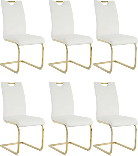 Miniatura 22 de Juego de 2 sillas de comedor, modernas sillas de cocina con respaldo alto con patas de metal y asiento acolchado de piel sintética, sillas de Negro