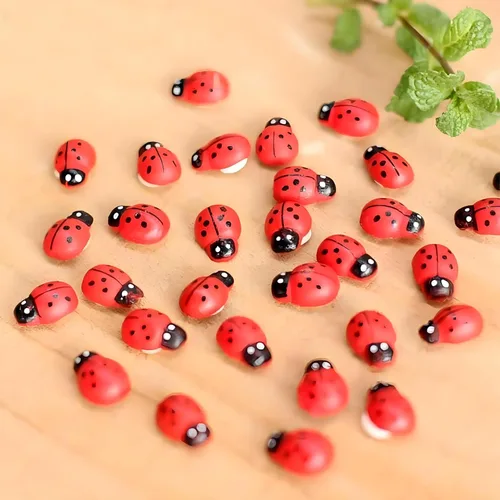20 figuras realistas de mariquita, decoración de jardín de resina de 1 pulgada para jardines de hadas, terrarios de bricolaje, miniaturas de casa de