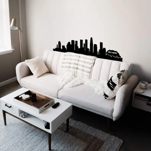 Miniatura 2 de Vinilo decorativo para pared, diseño de horizonte de Los Ángeles, 16 x 65 pulgadas, diseño único y moderno de California, Estados Unidos, costa